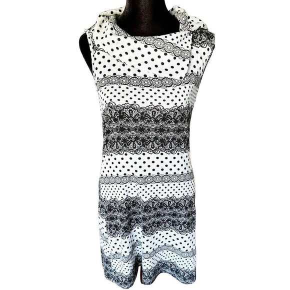 Papillon Women's Sleeveless Polka Dot & Floral Pattern Casual Dress sz(M) - Picture 1 of 8